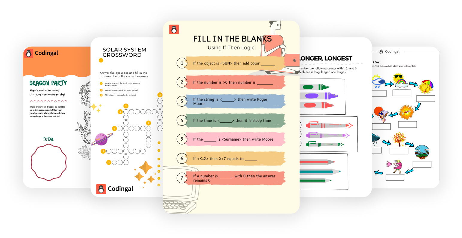 DIY Worksheet for kids to learn coding