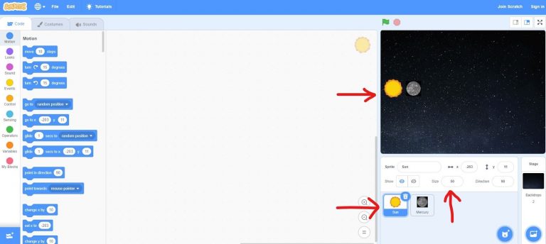 Solar Sytem Project for Kids using Scratch | Codingal
