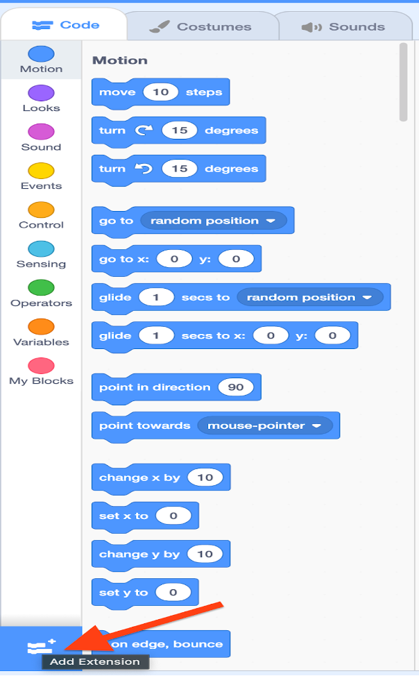 Top ten Scratch block types per gender.