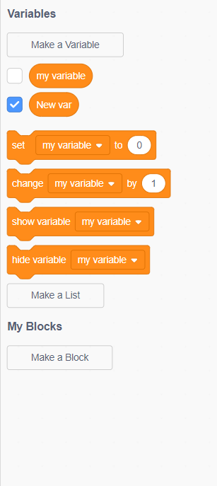 Variable blocks in Scratch