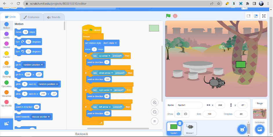 snake game in scratch