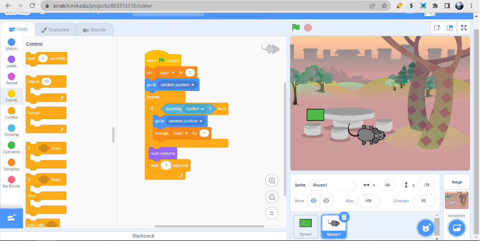snake game in scratch
