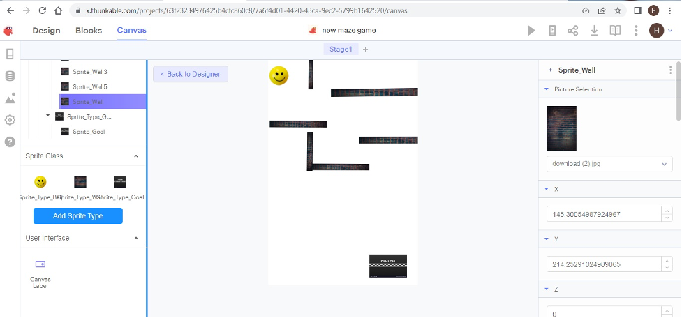 Maze game in Thunkable