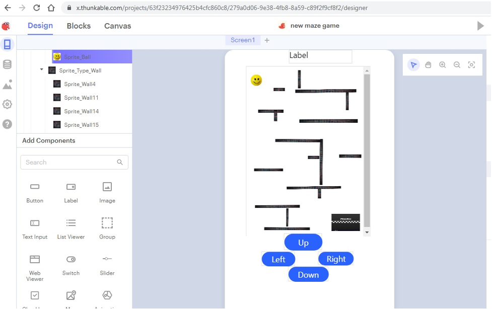 Maze game in Thunkable