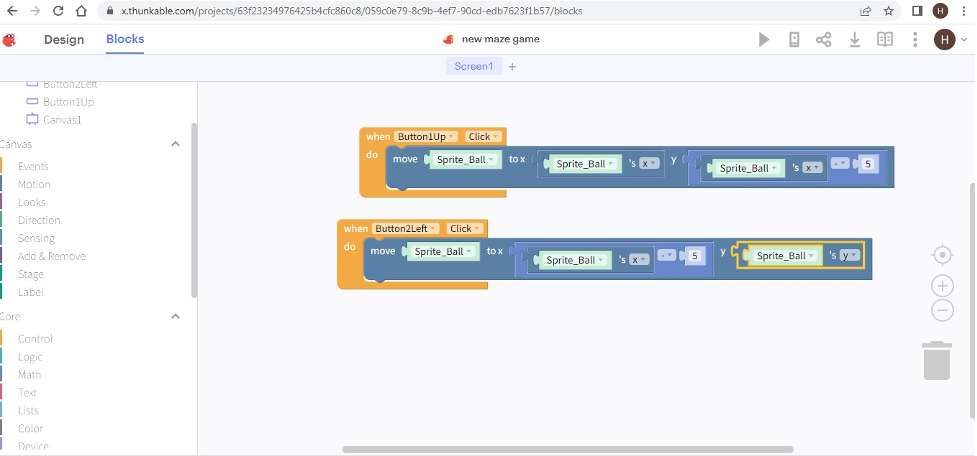 Maze game in Thunkable