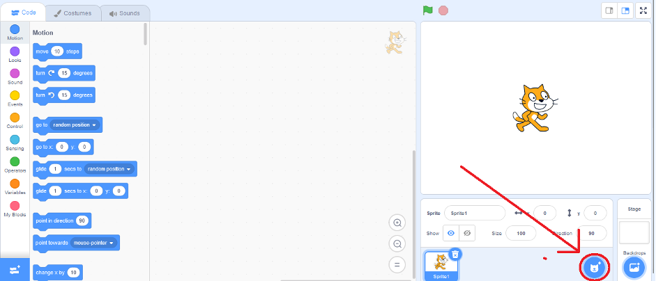 Adding a sprite in Scratch
