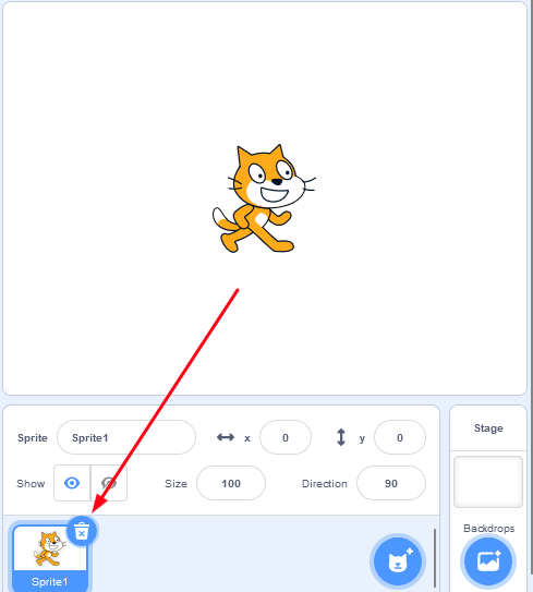 removing the existing cat sprite 