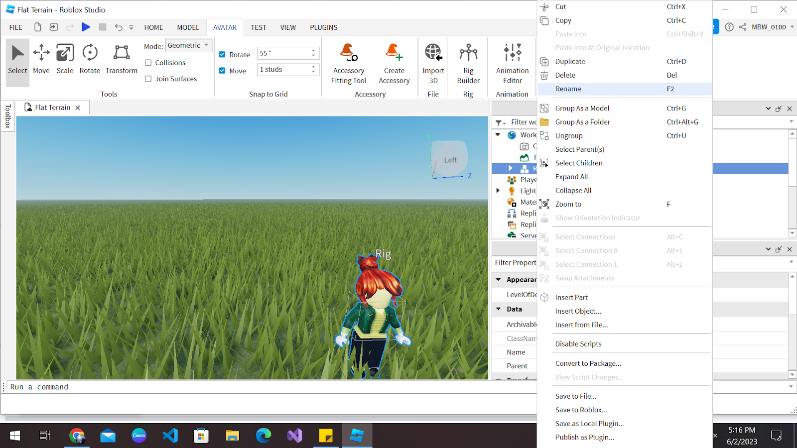 Import character to Roblox Studio