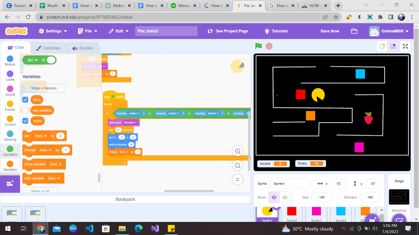 How to Code a Pac-Man Game in Scratch