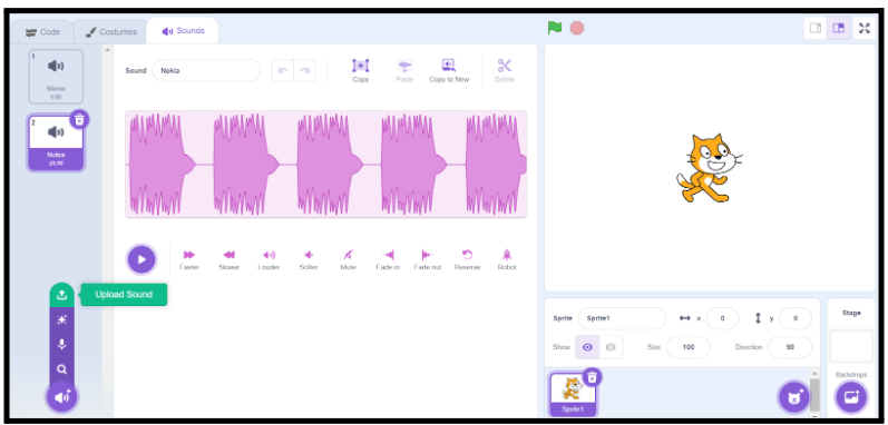 Adding music in Scratch coding project for scratch coding beginners