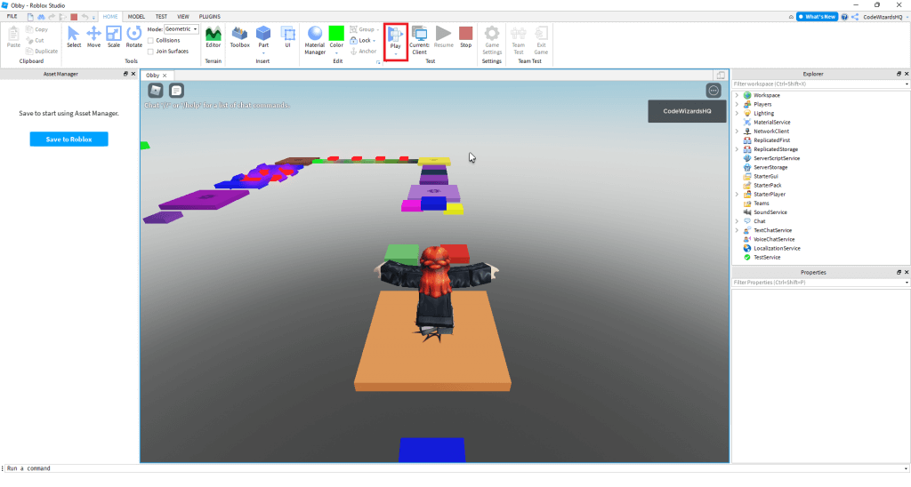 Roblox studioObby Choose your template Obby template Choose colour